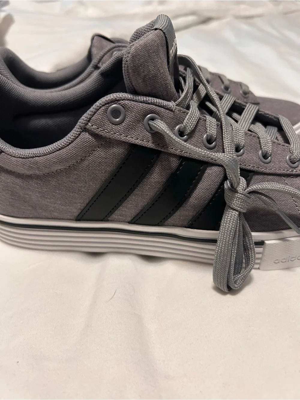 adidas Men's Gray Canvas Sneakers with Black Stripes